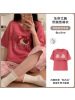 夏季新款带胸垫女士睡衣短袖七分裤套装卡通休闲简约家居服可外穿