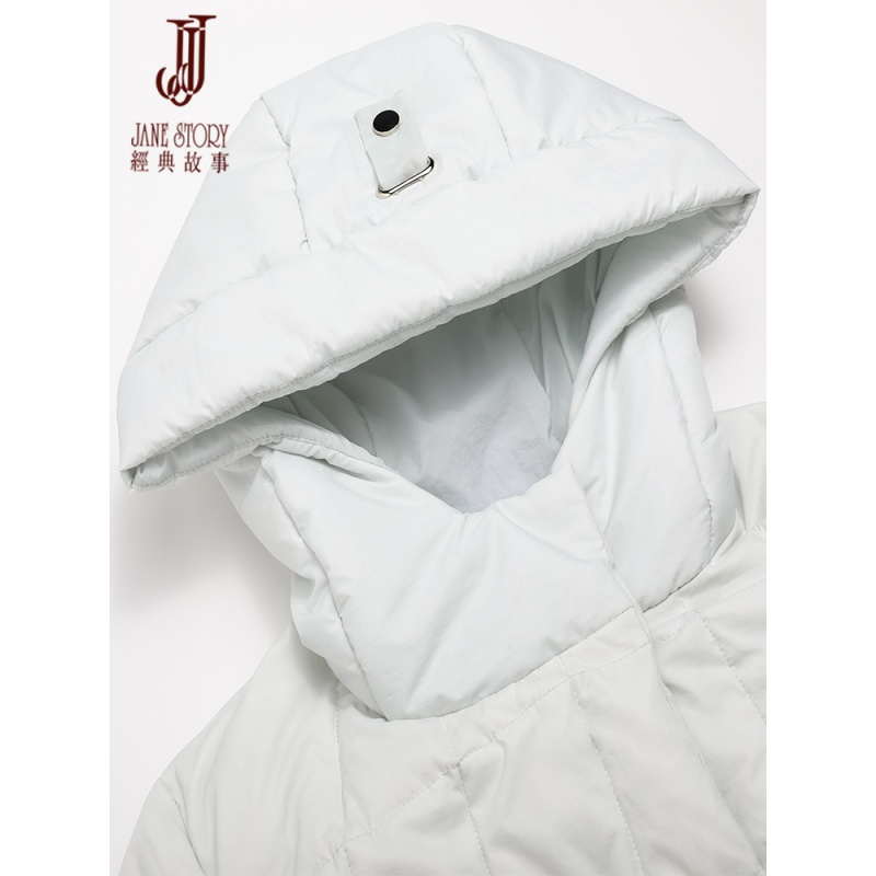 经典故事冬季修身保暖羽绒服女短款白鸭绒连帽长袖外套
