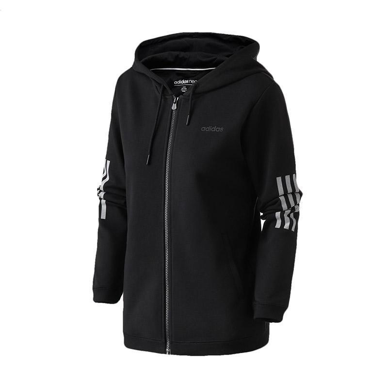 adidas阿迪达斯NEO女装黑色连帽运动休闲外套DM2056 2XL DM2056黑色