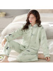 空气棉睡衣女秋冬加厚棉质长袖保暖套装开衫大码秋冬季夹层家居服
