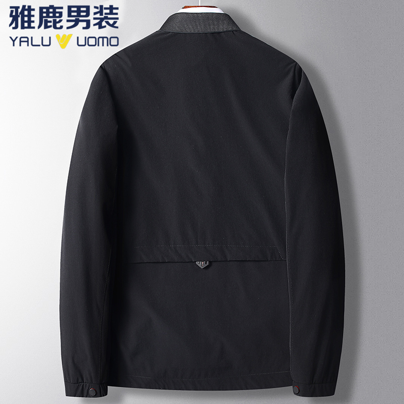 雅鹿男装新品首发纯色休闲商务百搭夹克基础款男士外套YL-QX20632