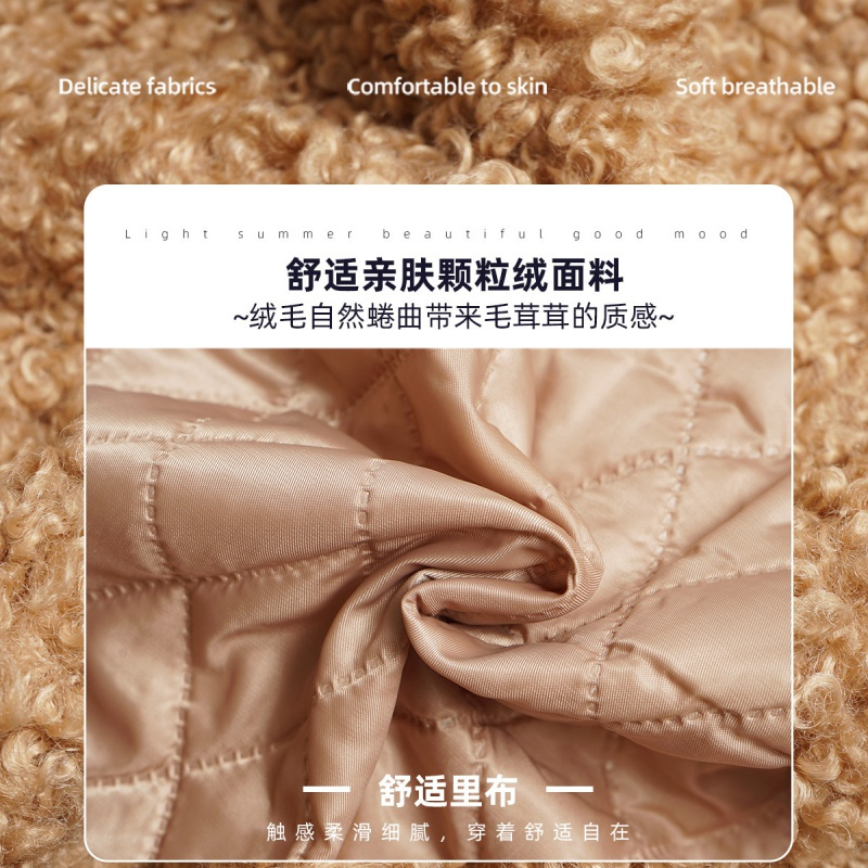 OUNIXUE欧昵雪 | [颗粒绒拼接粗花呢马甲]冬季百搭翻领口袋无袖外套女式马夹
