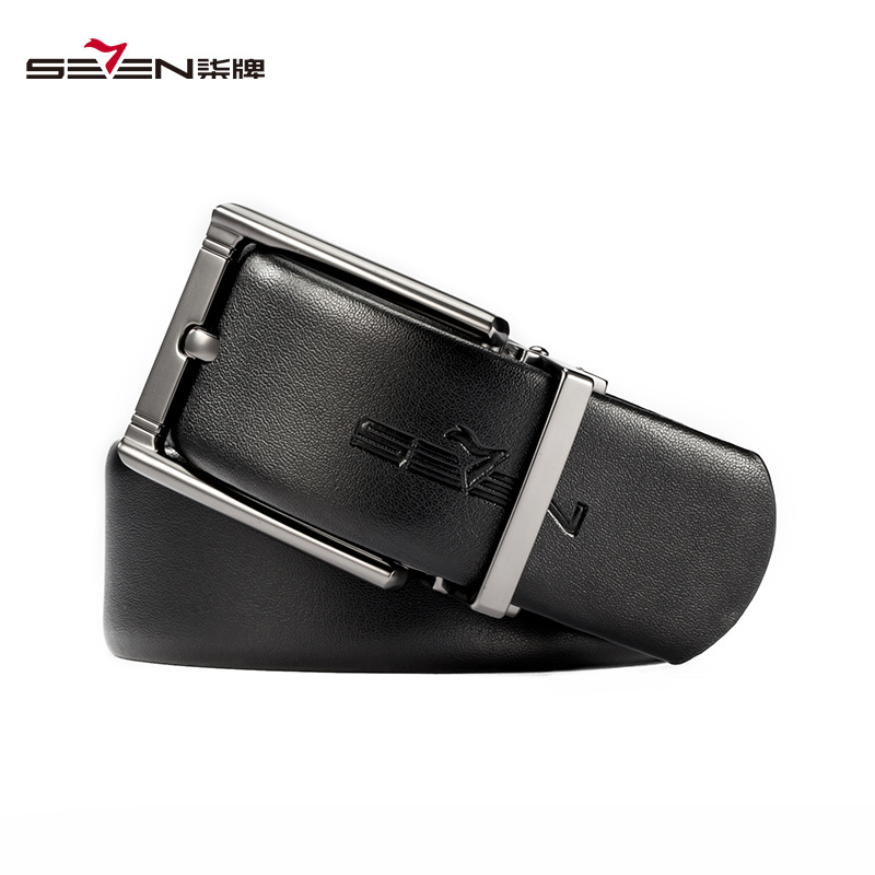 柒牌seven男士针扣皮带休闲简约青年韩版潮流扣针式牛皮腰带