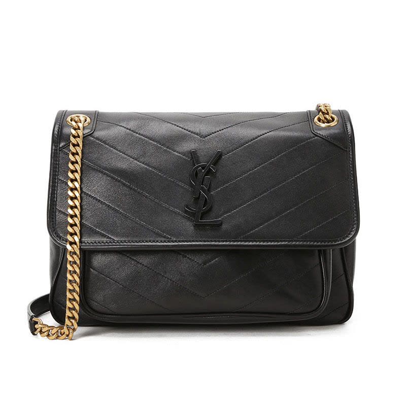 圣罗兰YSL NIKI 口盖包中号 字母LOGO褶皱皮633158金扣 女士斜挎单肩包图片