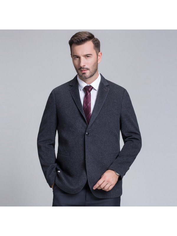 恒源祥羊毛西服男 2018秋新款中年男士休闲西装纯色外套便服单西