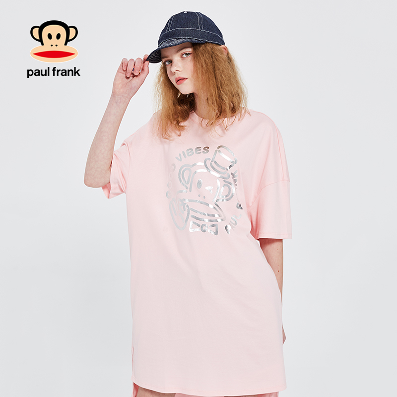 Paul Frank/大嘴猴2019夏季新款连衣裙女印花纯棉韩版宽松甜美潮