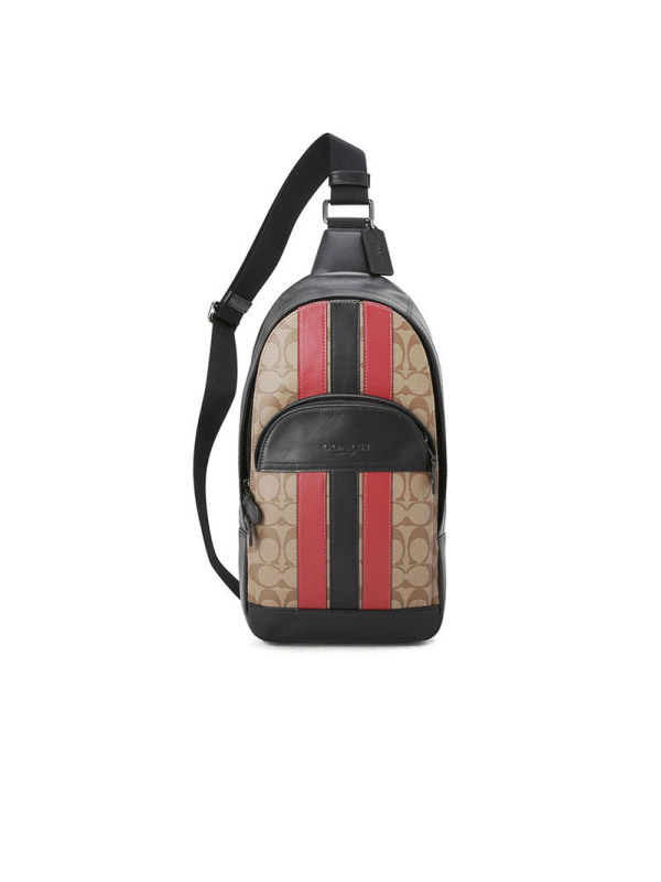 COACH/蔻驰 冬季新品男包条纹拼色斜挎胸包 F85035 20x37x7.5CM