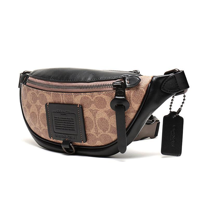 coach蔻驰奢侈品男女中性专柜款涂层帆布配皮rivington7号腰包胸包单