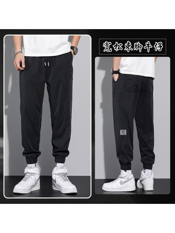 Ceba春夏新款 潮牌痞帅男士牛仔裤 高弹宽松束脚冰丝裤夏广东新塘牛仔