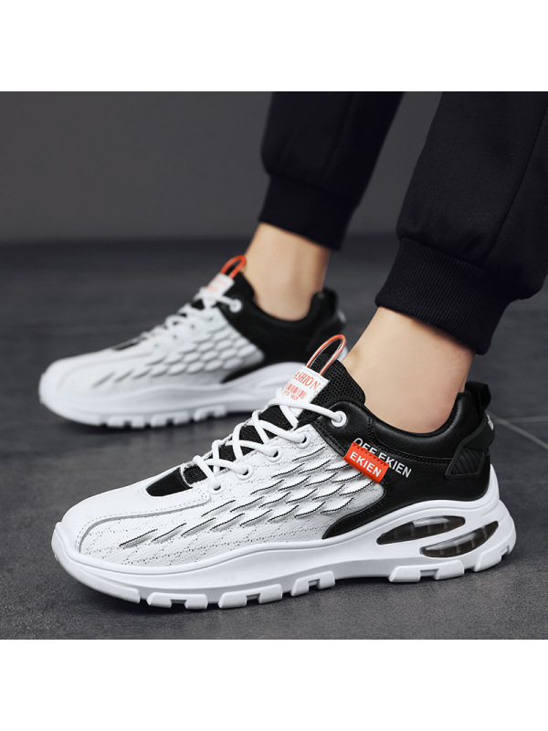 Ceba欧洲站时尚透气休闲鞋厚底个性鱼鳞纹男鞋春季潮搭日常飞织鞋2022