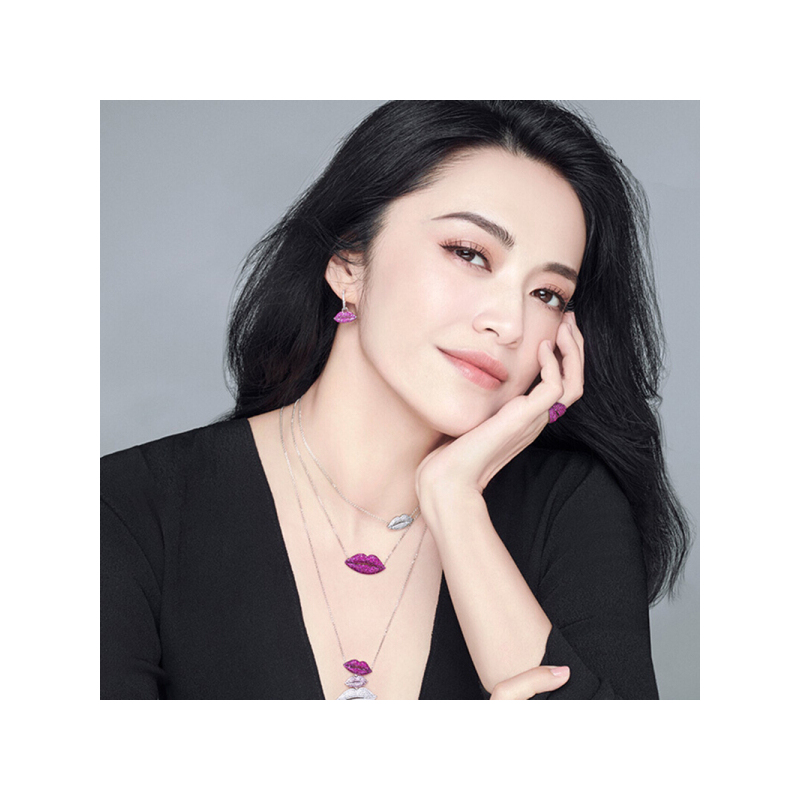 apmmonaco姚晨徐璐明星同款嘴唇配淡水珍珠耳环女设计感耳环长款气质