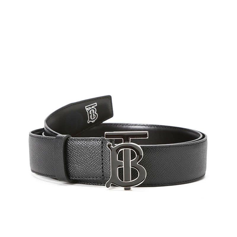 博柏利 BURBERRY TB 腰带3.5D TB LOGO粒面皮8024167 男款 腰带 黑扣图片