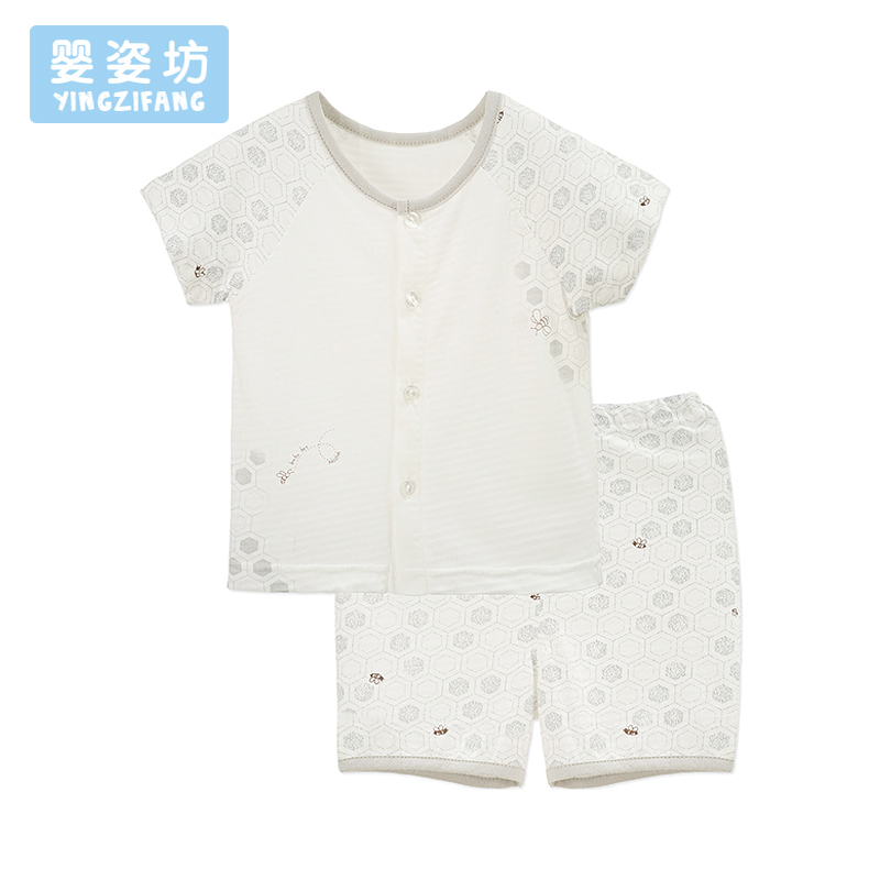 前开扣短袖圆领家居服两件套