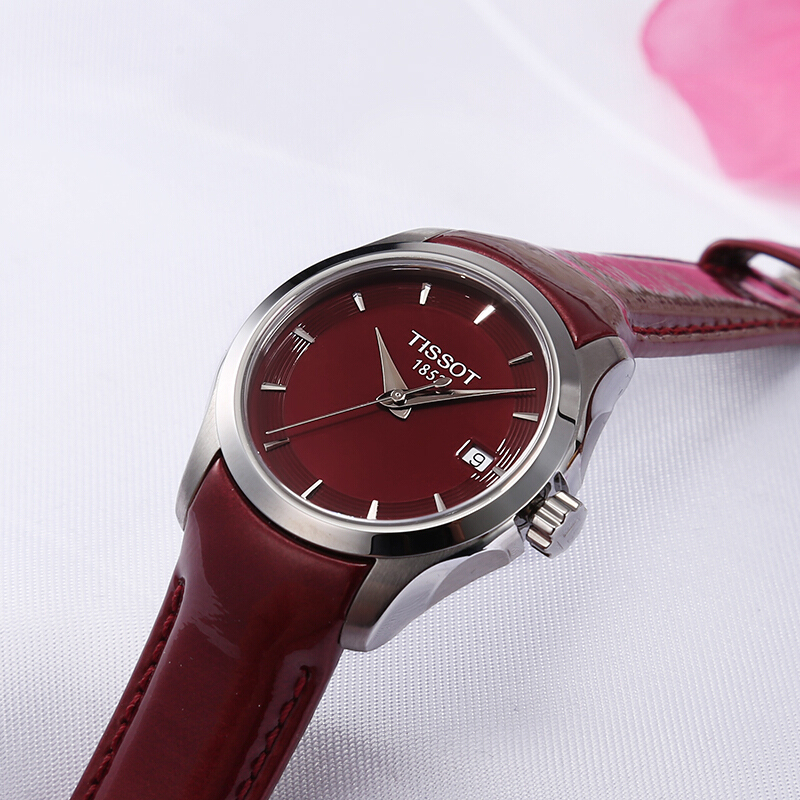 天梭tissot手表库图系列石英女表带日历中等表盘时尚简约女表t