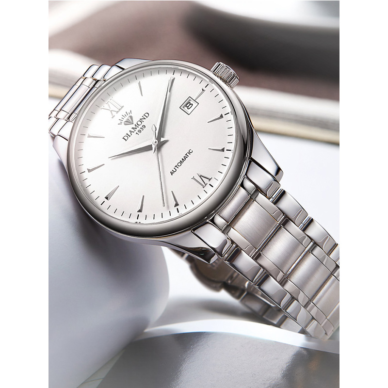 上海钻石牌手表全自动机械表男表精钢日历防水3220男士手表机械腕表
