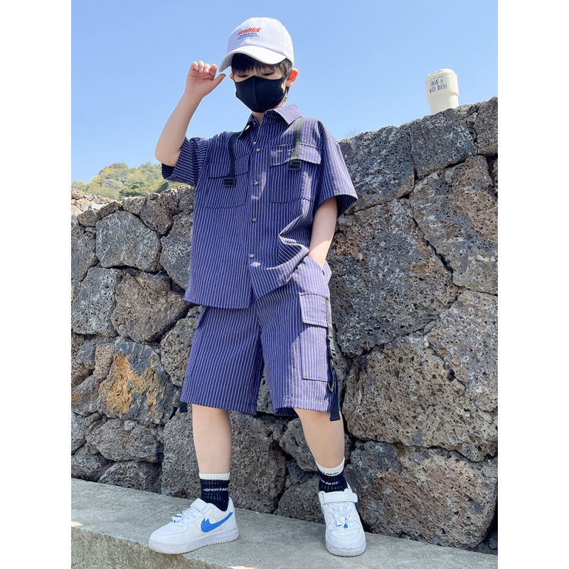 男童套装夏季2025新款儿童夏装运动中大童衣服短袖帅气网红童装潮