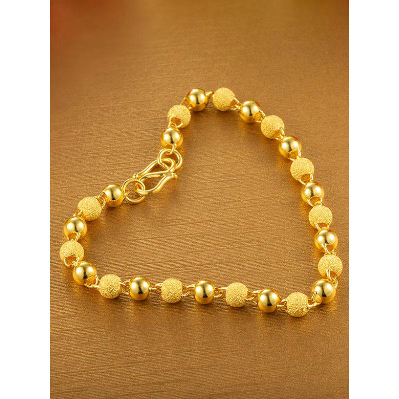 金大福(King tai fook) 黄金手链女士款 黄金光珠手链 足金999转运珠路路通手链 定价 送恋人