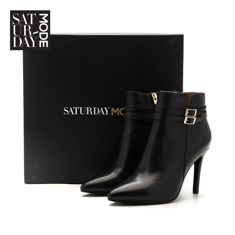 SATURDAYMODE羊皮革细跟尖头时尚短靴MD64116228图片