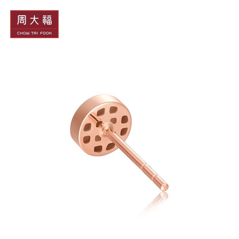 周大福珠宝首饰简悦系列圆形18K金耳钉(单只)E122381图片