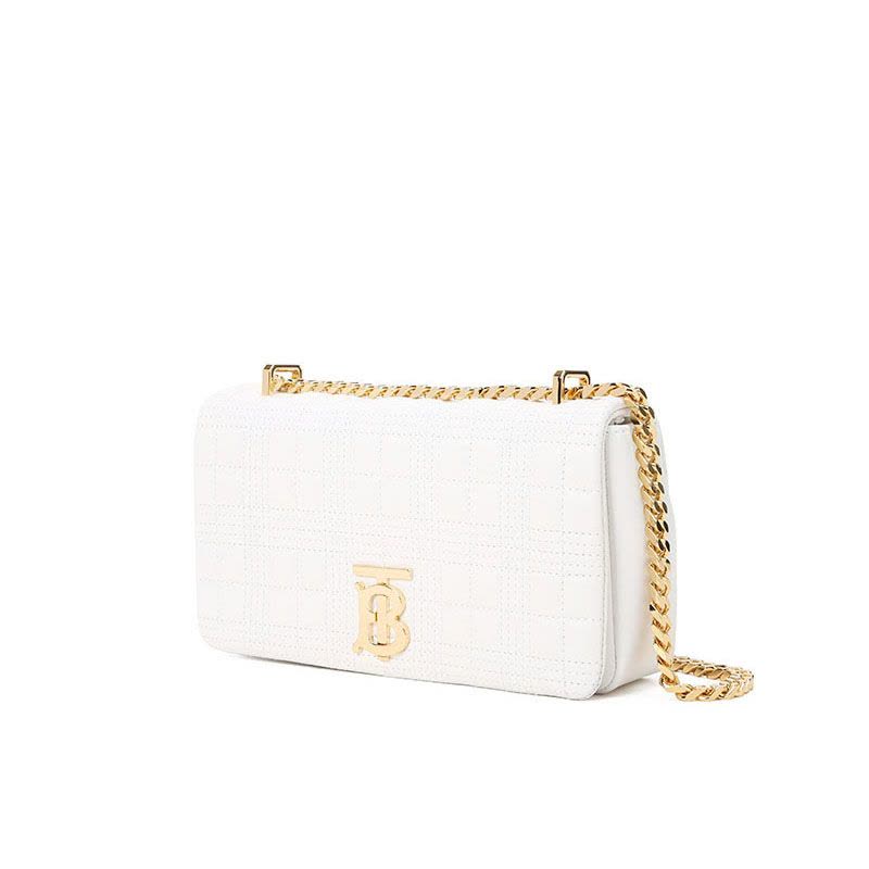 BURBERRY 博柏利 女士 单肩包 Lola 链条包小号 TB LOGO绗缝粒纹皮革8021106金扣图片