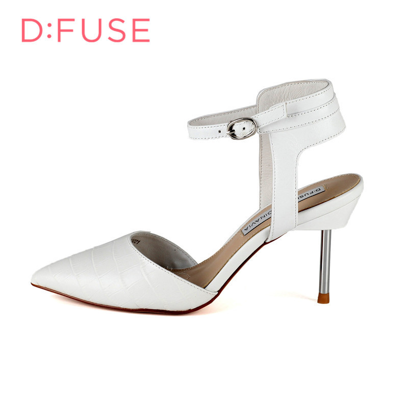 D：Fuse迪芙斯牛皮革/羊皮革尖头后空女单鞋 DF61113021