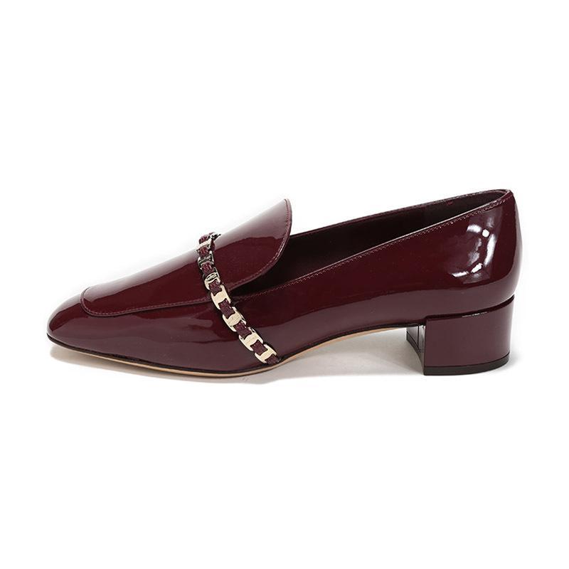 Salvatore Ferragamo 菲拉格慕 女士漆面牛皮VARA链条莫卡辛鞋单鞋 0733355