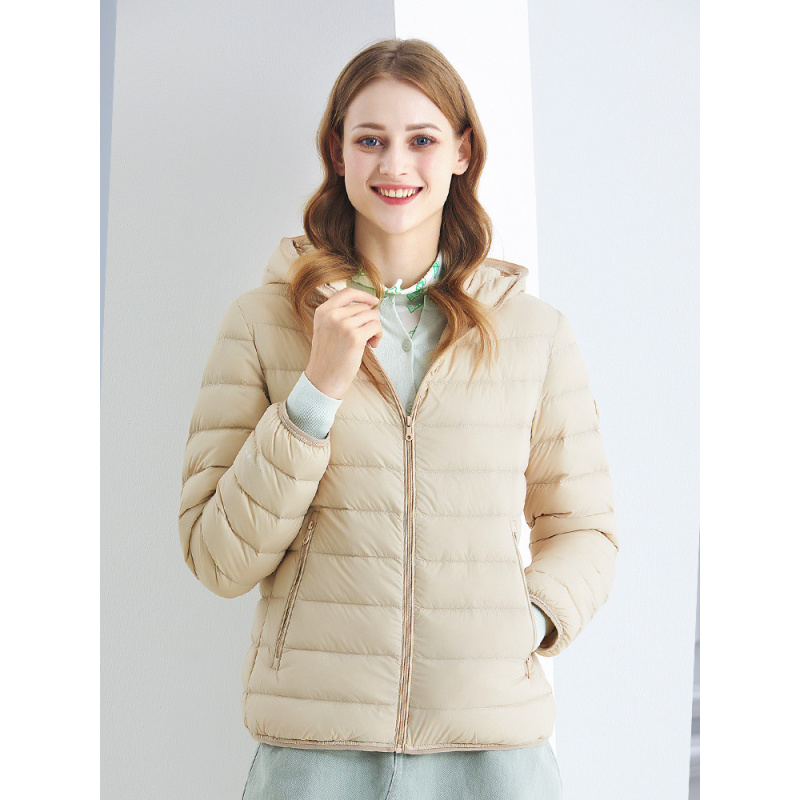 专柜同款坦博尔新款女轻薄连帽羽绒服外套tb200228