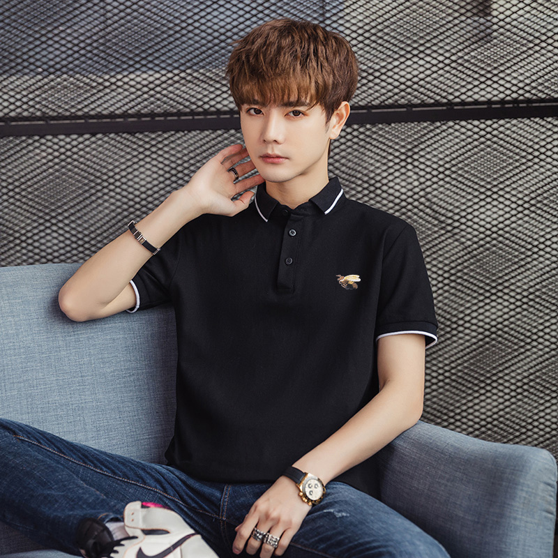 富贵鸟polo衫男士短袖t恤翻领夏季潮牌纯棉2021新款冰丝中年半袖w2113