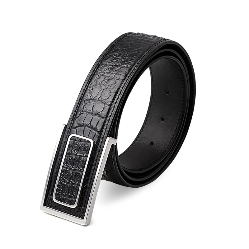 鳄鱼皮男士皮带板扣男生休闲礼物礼盒头层牛皮男裤腰带真皮腰带