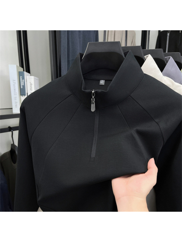 棉质半拉链立领长袖T恤男秋季新款日常休闲打底男士卫衣