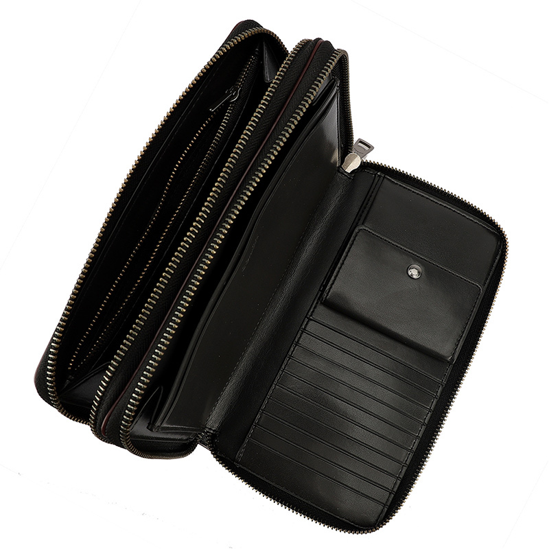 coach蔻驰奢侈品男士黑灰色pvc大号手包钱包