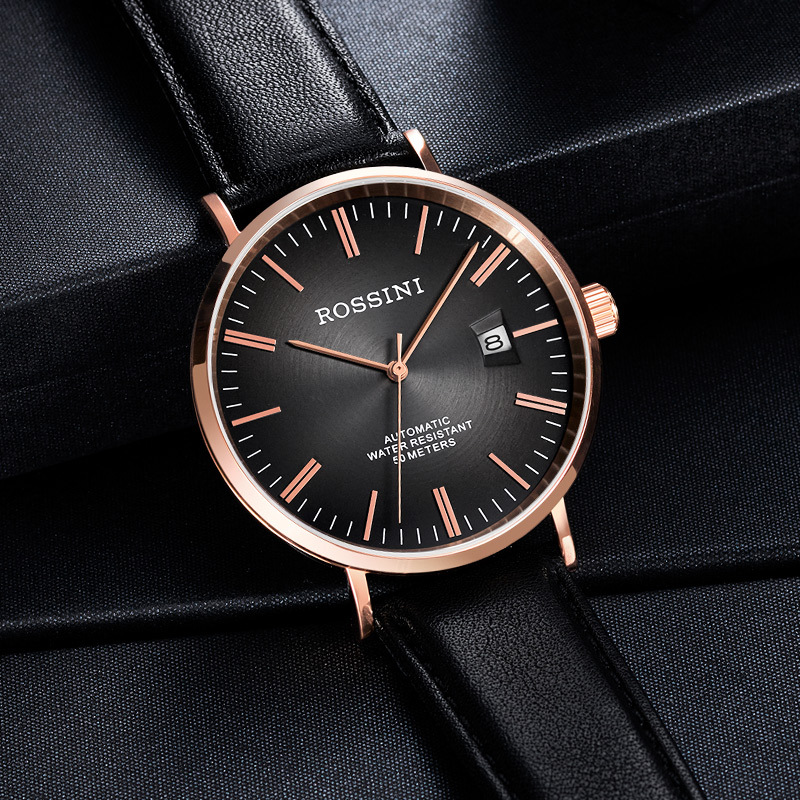 罗西尼rossini手表钟表雅尊商务系列时尚超薄腕表个性渐变表盘日历
