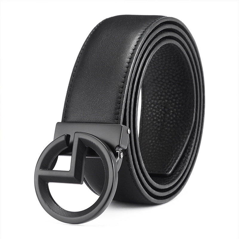 金利来goldlion皮带男头层牛皮板扣平滑扣腰带时尚简约青年裤带