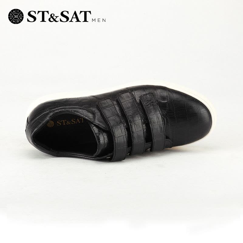 星期六(ST&SAT)男鞋石头纹牛皮革圆头平底休闲皮鞋SS53128764图片