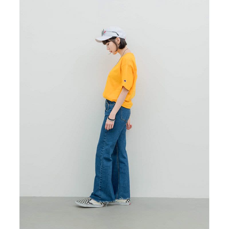 champion 冠军情侣款纯色修身基础款经典 T恤 短袖 T425GO黄图片