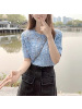 洋气亮片镂空短袖针织衫女夏新款设计感气质显瘦打底圆领上衣T恤