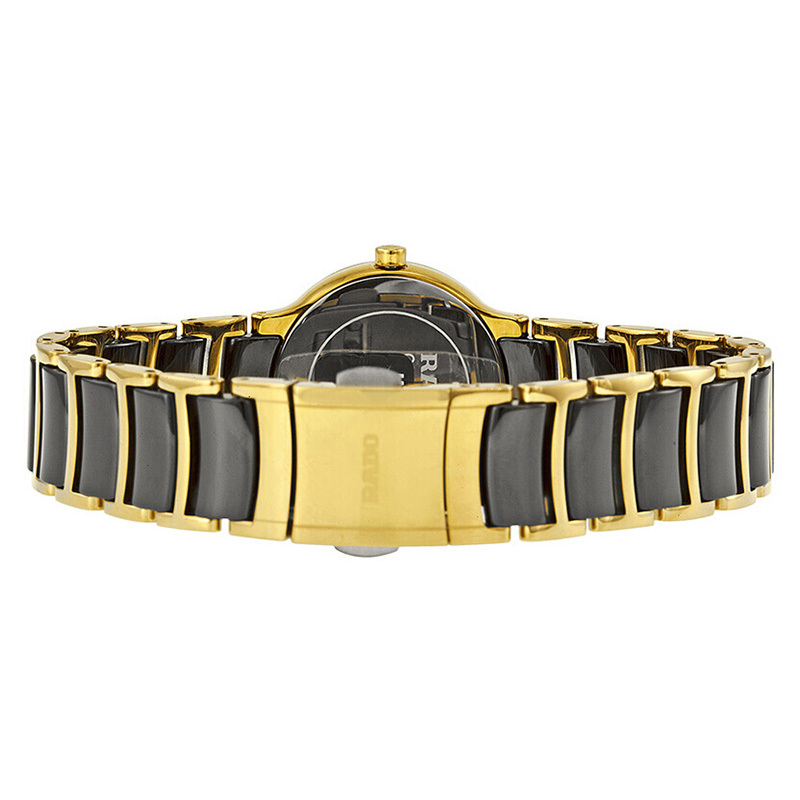 雷达rado瑞士手表晶萃系列时尚优雅款石英女士手表28mm黑盘间金陶瓷