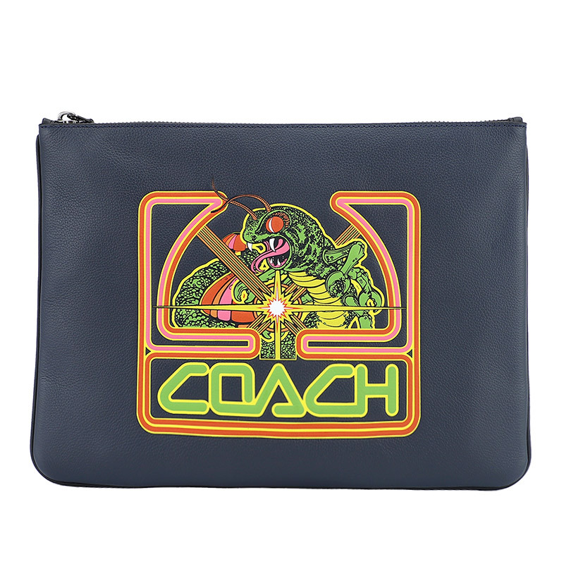 COACH 蔻驰 奢侈品 男士黑色皮革大号手包生日礼物