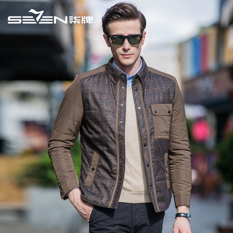 seven7/柒牌男装夹克秋季新品时尚中年翻领休闲茄克衫正品