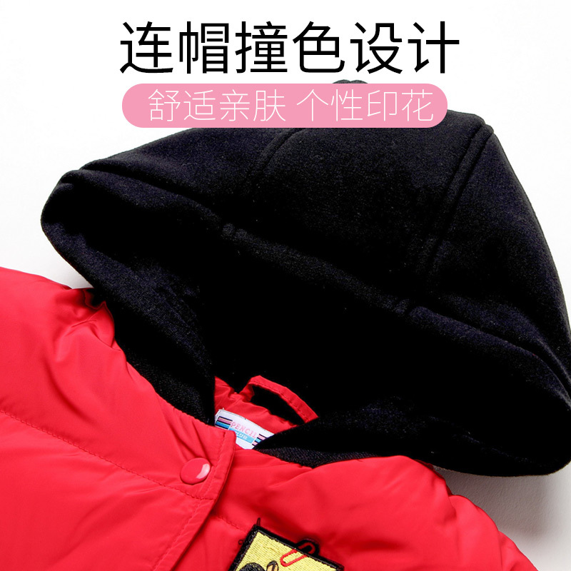 铅笔俱乐部童装2019冬季新款女童连帽羽绒服中大童保暖棉衣