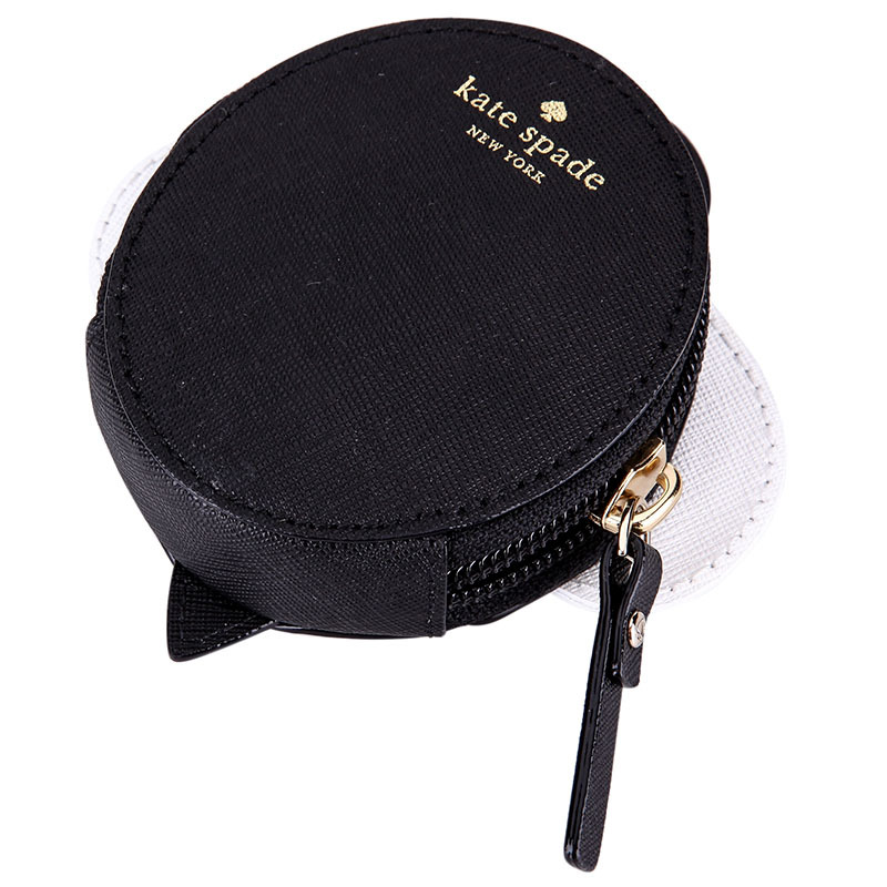 katespade凯特丝蓓奢侈品女款黑白色皮质蜜蜂款零钱包wlru2780991