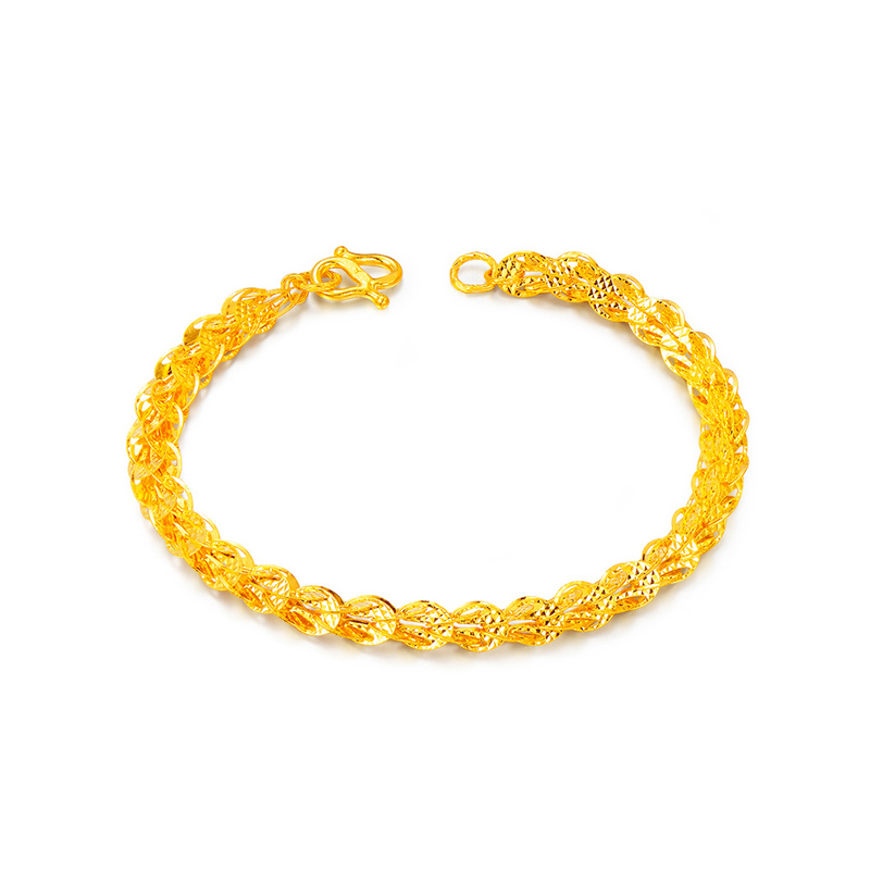 手拉手slaso珠宝黄金手链女金手链足金999纯金细手链优雅凤尾手链礼物