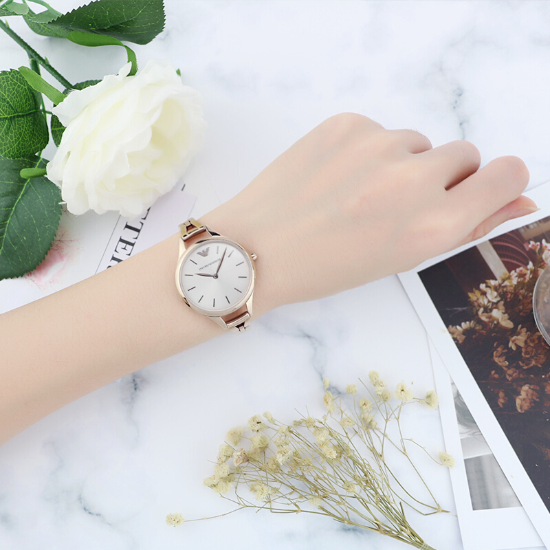 阿玛尼EMPORIO ARMANI手表欧美品牌 小巧精致钢带女士石英表 AR11055