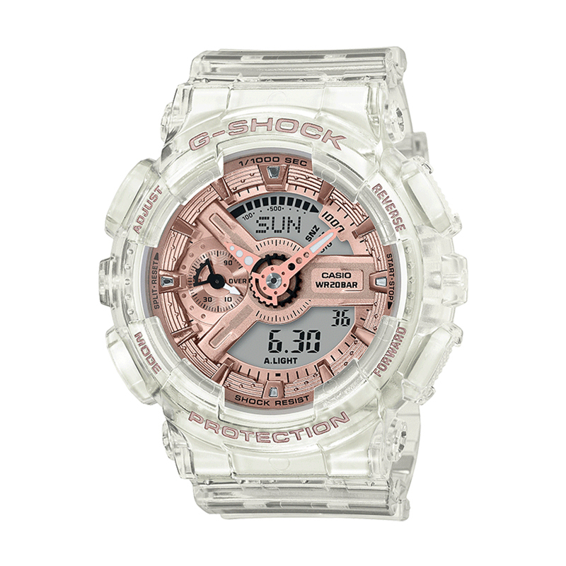 CASIO卡西欧手表 G-SHOCK WOMEN透明表款系列-地球仪特殊表盒防震防水防磁石英表