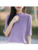 春夏新款半高领五分袖针织打底衫上衣女宽松显瘦中袖正肩毛衣