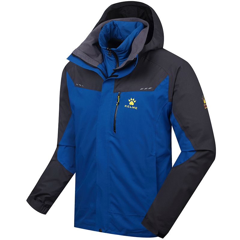 卡尔美冲锋衣男加绒加厚防风户外运动登山服秋冬保暖外套