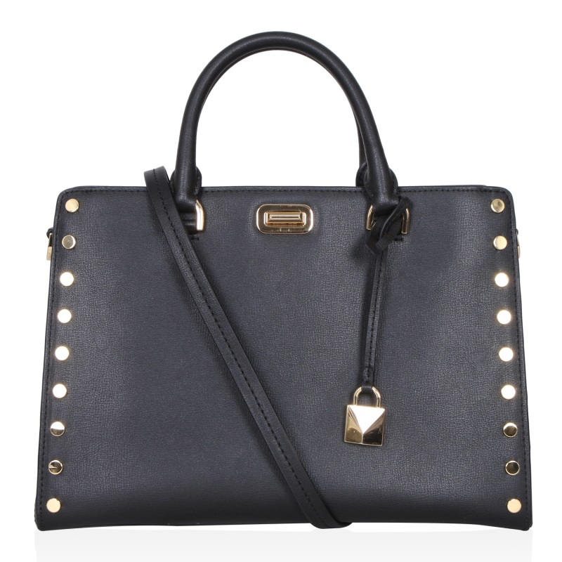 MICHAEL KORS 女士黑色皮质手提包斜跨包30T7GYFS3L BLACK