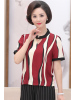 媛宿(YuanSu)中年装夏短袖女40岁50妈妈时尚套装v领雪纺衫上衣T恤衫阔腿裤两件套6358