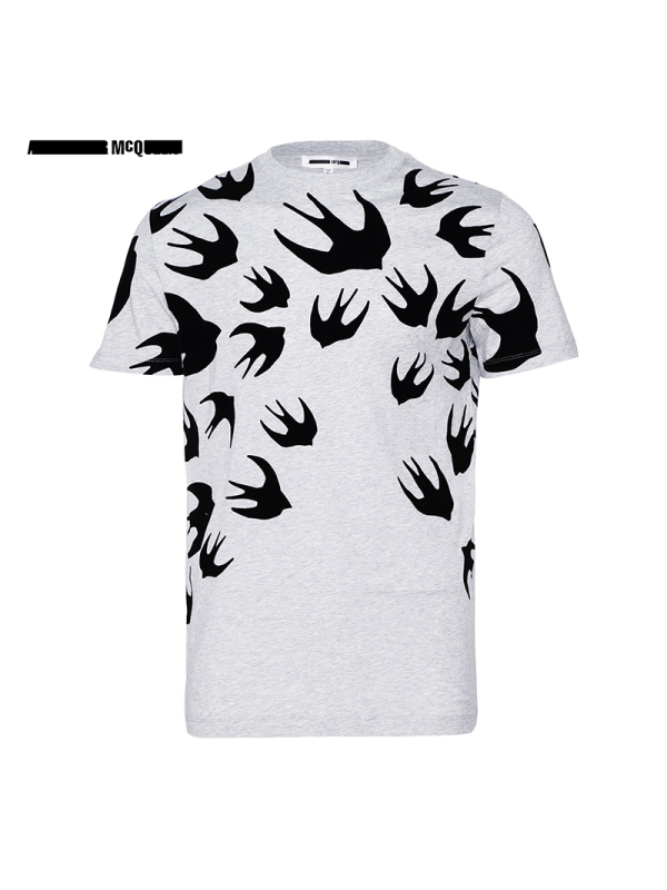 mcqalexandermcqueen亚历山大麦昆麦蔻男士燕子款logo短袖t恤