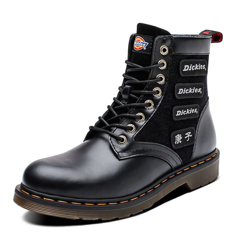 Dickies马丁靴男高帮工装靴冬季新款真皮百搭短靴黑色皮靴194M50LXS88